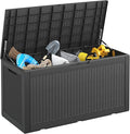 Oudoor Storage Deck Boxes Waterproof, Waterproof and UV Resistant Outdoor Storage Box Lockable Lid for Delivery Box, Indoor, Garden Tools, Pool Supplies, Patio (Black, 110 Gallon)
