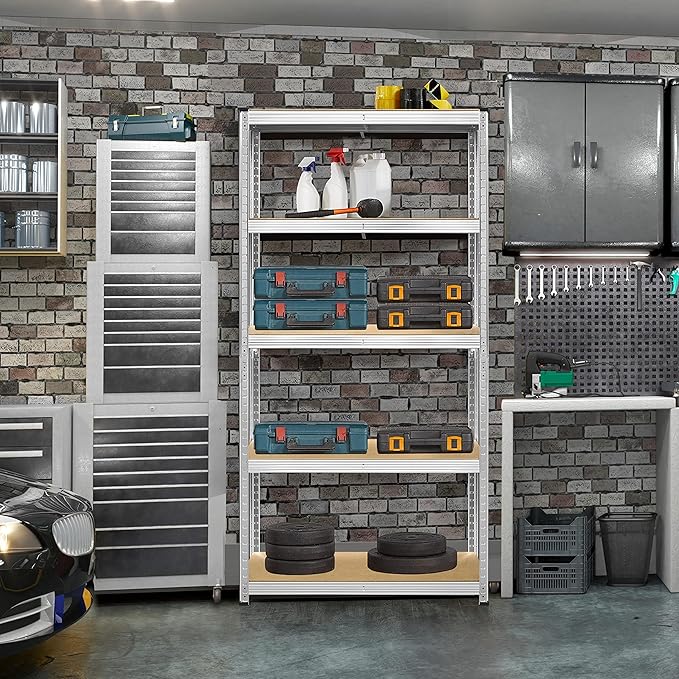 Yaheetech Storage Shelves, 5 Tier Heavy Duty Adjustable Metal Shelving Unit, Industrial Utility Rack for Garage Warehouse Pantry Closet (35.5 W× 12 D × 71 H Inches, Silver)