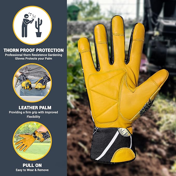 Thorn-Proof Gardening Working Gloves with Touch Screen Support, Long-Sleeve Pruning Gloves for Garden, Mechanics