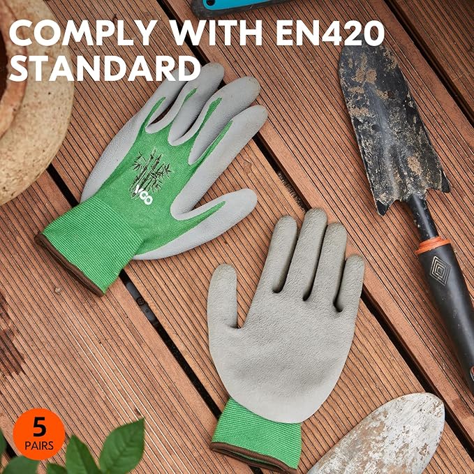 Vgo... 5Pairs Ladies' Bamboo Gardening Work Gloves (XL, Green, RB6026)