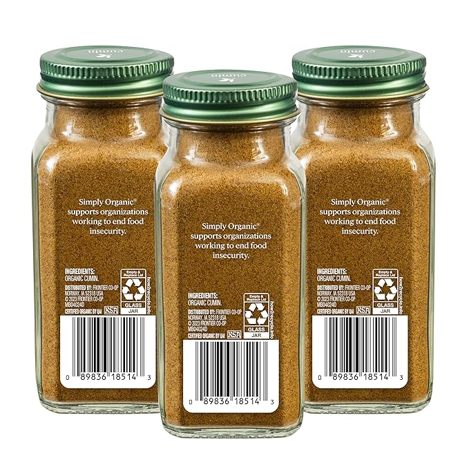 Simply Organic Ground Cumin Seed, 2.31 Ounce Jar, Rich, Warm, Complex Earthy Spice Flavor, Kosher (Pack of 3)