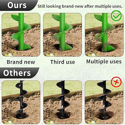 Auger Drill Bit for Planting, 4x12inches Garden Auger Spiral Drill Bit for Bulbs & Bedding Plants,Heavy Duty Post Hole Digger for Garden Soil,Fits 3/8" Hex Drill