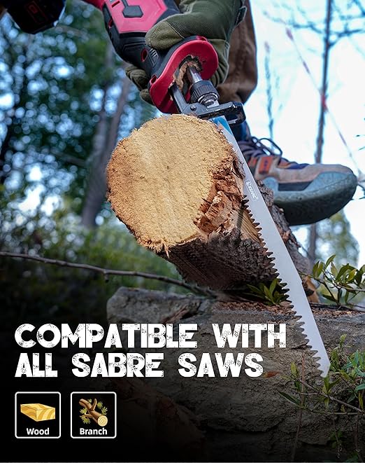 EZARC 12 Pieces Wood Pruning Reciprocating Saw Blade Set, Saw Blades for Tree Pruning, Wet Wood Cutting with Organizer Box, Durable & Sharp