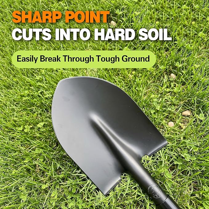 Shovel, Shovels for Digging, 47 Inch Detachable D-Handle with Anti-Slip Design, Heavy Duty Shovels for Gardening Digging