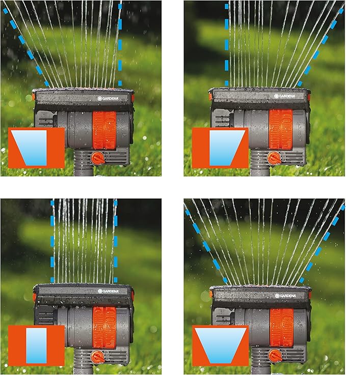 GARDENA (84-BZMX) Up to 2300 Sq Ft, ZoomMaxx Adjustable Oscillating Sprinkler on Weighted Base for Watering of Lawn, Yard and Garden. Includes Gardena Quick Connector System to Connect to Hose.