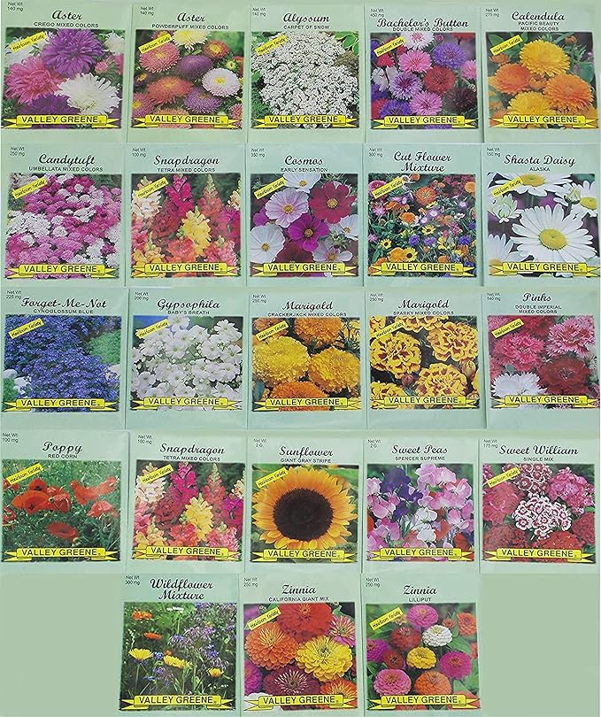 Set of 23 Valley Greene Heirloom Gardening Flower Seed Packets (23 Pack)