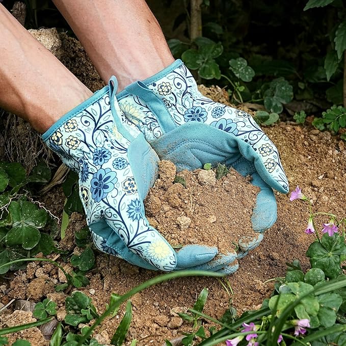 Pleneal Gardening Gloves for Women - Leather Garden Gloves Thorn Proof, Outdoor Protective Working Gloves