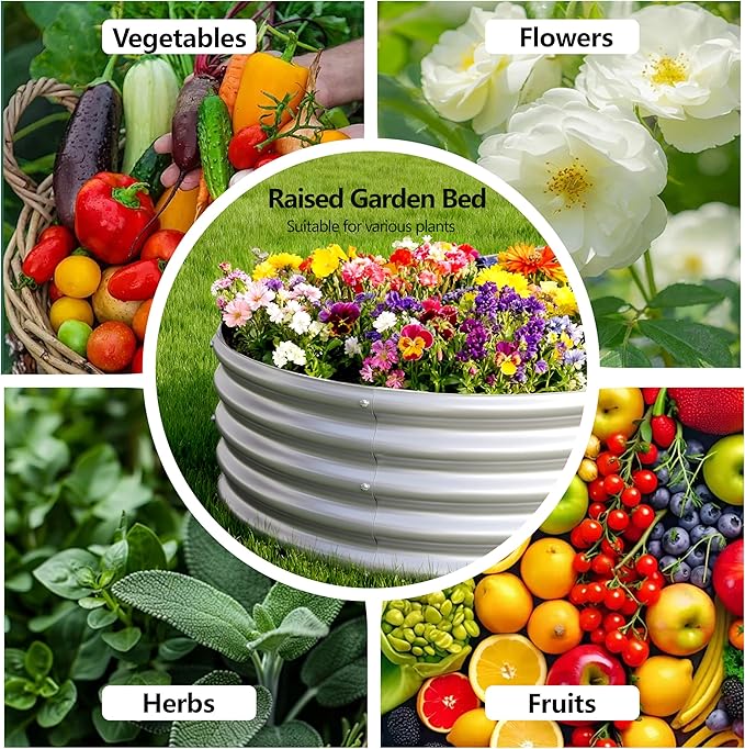 2PCS 12x4x1FT Galvanized Raised Garden Bed Kit,Vegetable Boxes-Oval Metal Flower Box,Large Planter Raised Beds Outdoor Garden for Planting,Fruit,Herb-Silver