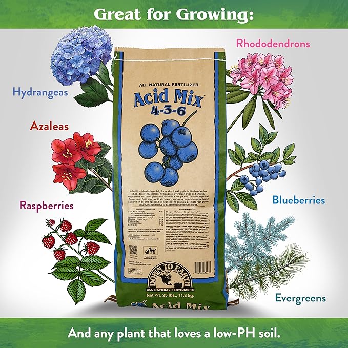 Down to Earth All Natural Fertilizers Acid Mix 4-3-6, 50 lb Bag Plant Food for Blueberries Raspberries