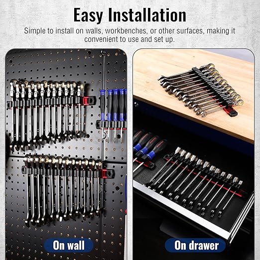 WORKPRO Magnetic Screwdriver Organizer and Wrench Organizer, Aluminum Rail Magnetic Tool Organizer, Tool Holder, Toolbox Organization, 12-Slot Screwdriver and Wrench Holder (Tools not Included)