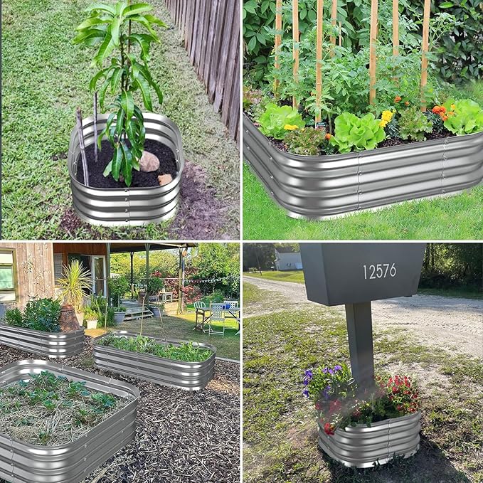 Galvanized Raised Garden Bed for Gardening, 36x36x11in Metal Planter Box for Vegetables,Herbs,Flowers,Outdoor Modular Above Ground Container,Tool-Free Assembly