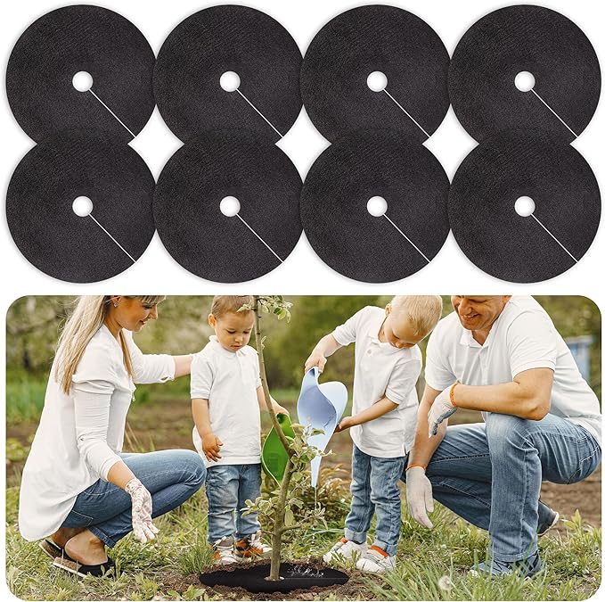 20.5" Non-Woven Tree Mulch Ring 8 Pack, Weed Barrier Mat,Degradable Tree Mulch Used to inhibit Weed Growth and Landscape Weed Control Plant Root Protection