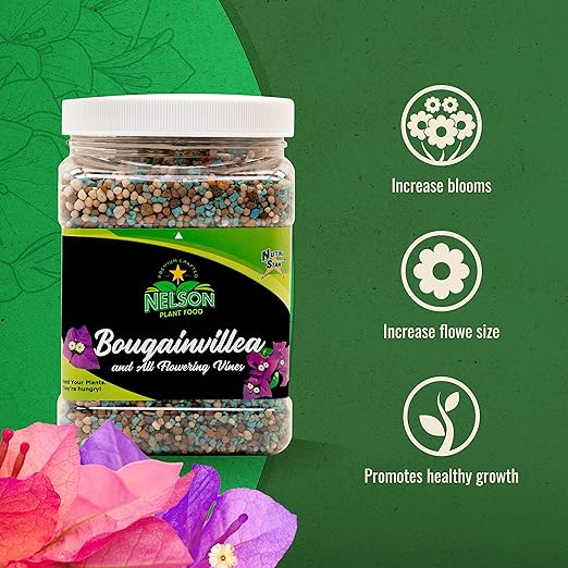 Nelson Plant Food For All Flowering Vines Bougainvillea Trumpet Wisteria Honeysuckles Indoor Outdoor Granular Fertilizer NutriStar 17-7-10 (4 lb)