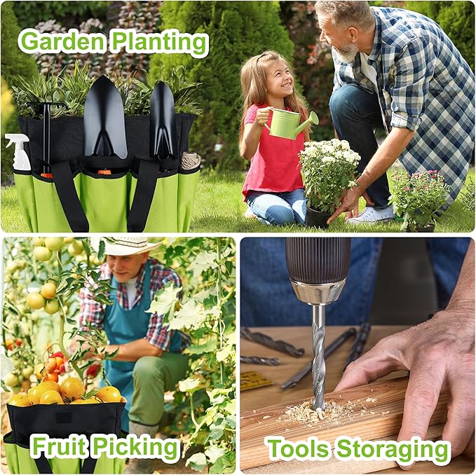 Portable Garden Tool Bag with 16 Pockets & Handle, Durable Waterproof Garden Tote Bag for women & Men, 900D Heavy Duty Gardening Tool Organizer and Storage Bags for Indoor & Outdoor