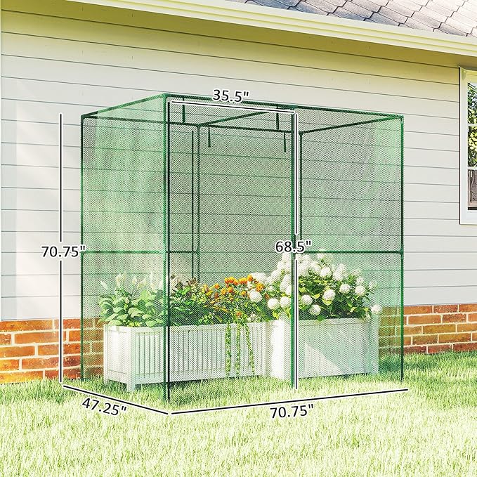 Outsunny 6' x 4' x 6' Crop Cage, Plant Protection Tent with Zippered Doors for Vegetable Garden, Backyard, Green