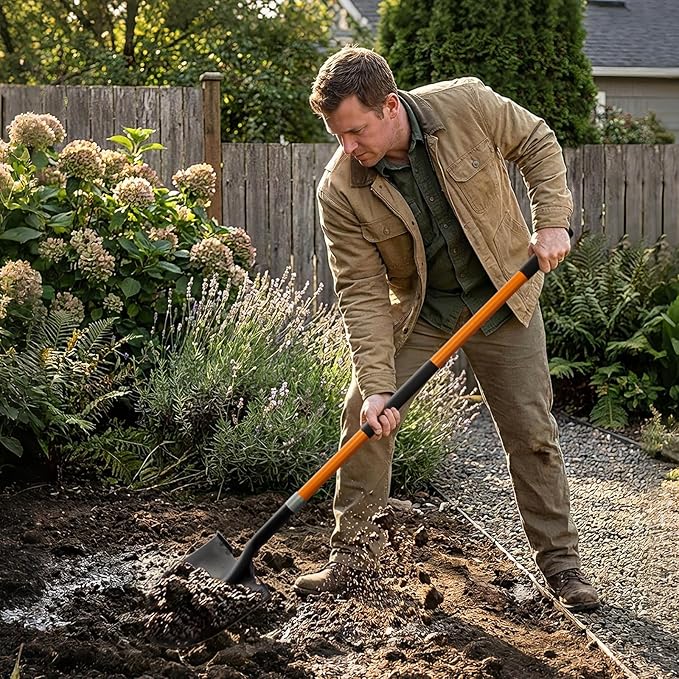 Shovel for Digging Heavy Duty Metal Shovel with Fiberglass Handle, 56 Inches