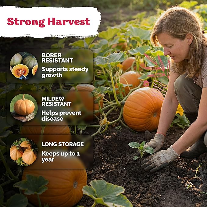 KVITER 15 Seminole Pumpkin Seeds for Planting (Cucurbita Moschata) - Heirloom Pumpkin Seeds Organic for Indoor & Outdoor Planting, Non-GMO Mini Pumpkins Vegetable Seeds for Planting
