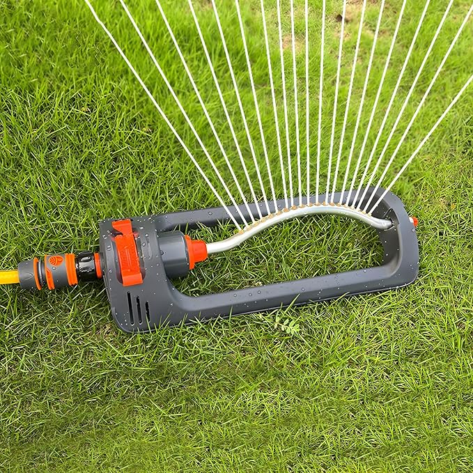 Automatic Oscillating Sprinkler,Garden Watering System Versatile Irrigation Device with 19 Brass Nozzles,Coverage for Lawn & Garden, Home & Agricultural Use