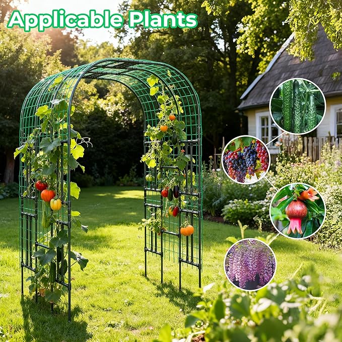 Aohanoi Garden Arch Trellis for Climbing Plants, 7.22 FT Tall Large Arbour Archway for Rose Vine Cucumber Vegetables, Wide Garden Arch for Lawn, Party, Ceremony Wedding Decoration.