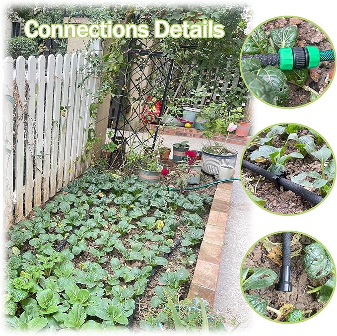 Customizable Soaker Hose System - 1/2 inch x 50ft Soaker Hose with 25ft Garden Hose, Irrigation Weeping Hose with Reinforced Fittings for Raised Garden Flower Bed, Vegetables and Shrub Plants.