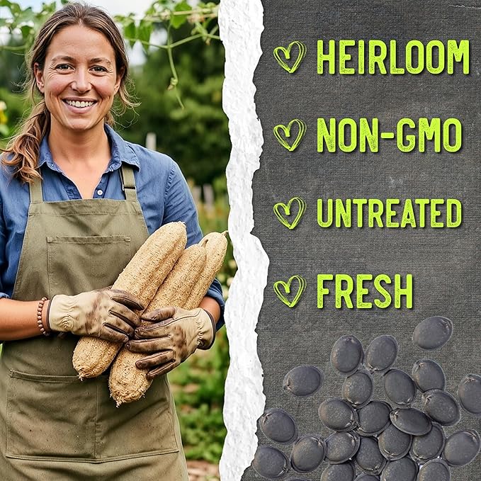 Seed Needs Luffa Seeds for Planting Loofah Sponge Gourds - Non-GMO Heirloom & Untreated Veggie Seed to Plant a Home Grown Outdoor Vegetable Garden (20 Packs)