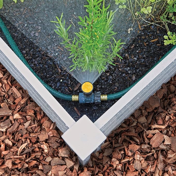 Melnor 65185AMZ Multi-Adjustable Spike Sprinkler, 3-Pack W/Quick Connect Bundle, Flow Through Base, Black, Grey, Yellow