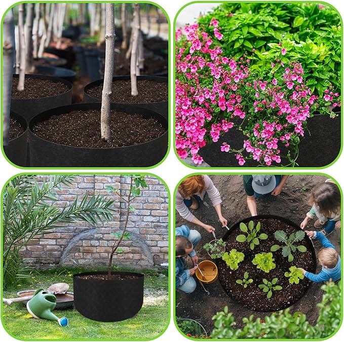 Hushee 3 Pack Plant Grow Bags 50/95/100 Gallon Large Round Grow Bags Raised Garden Beds Planters Pots Heavy Duty Fabric Cloth Black for Garden Flowers Vegetable Herbs Plants Outdoor Containers Favors