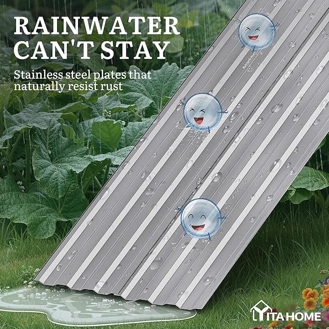YITAHOME 8x4x2 ft Galvanized Raised Garden Bed Kit, Large Metal Planter Box with Gloves, Safety Rubber & Support Rod, Outdoor Flower Bed for Plants Vegetables, Silver