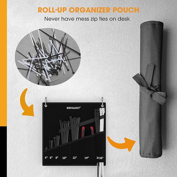 Zip Ties Assorted Size, 950 PCS Heavy Duty Wire Plants Ties with Oxford Ties Organizer, Up to 300 LBS and 22 Inches, Best Zip Ties Buckle Set for Farm, Home, Repair, Building, Gardening Work