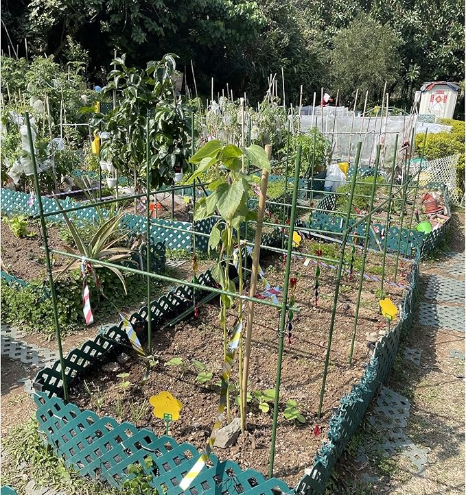 G-LEAF Garden Stakes 5 ft Plastic Coated Steel Tube Sturdy Metal Plant Sticks for Tomato,Cucumber,Bean,Tree,Pack of 50