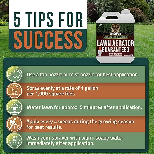 PETRAMAX Liquid Lawn Aerator 0-0-5, Liquid Aeration for Lawn, Grass Aerator & Soil Conditioner - Lawn Aerator Tool, Core Aerator & Lawn Aerator Machine Alternatives - Liquid Lawn Fertilizer - 32 Oz