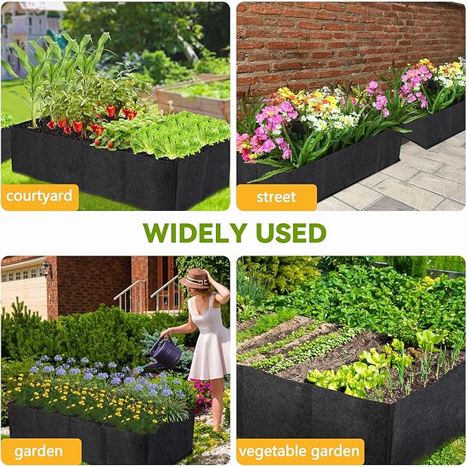 2-Pack 4 Grids Fabric Grow Bags, 2x2x1ft Thickened 400G Nonwoven Fabric Raised Garden Beds with Handles - Indoor Outdoor Planters for Vegetables, Herbs, Flowers