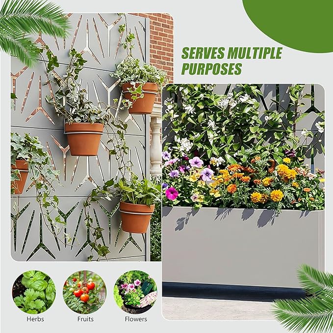 Casaphoria Metal Raised Garden Bed with Trellis and Wheels, 72"x47"x16" Arched Planter Box for Climbing Plants, Vegetables & Vines, Features Drainage Holes and Privacy Screen, Grey-Star