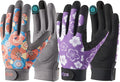 COOLJOB Medium Size Thorn Proof Garden Gloves Set for Women, Purple and Orange, 2 Pairs