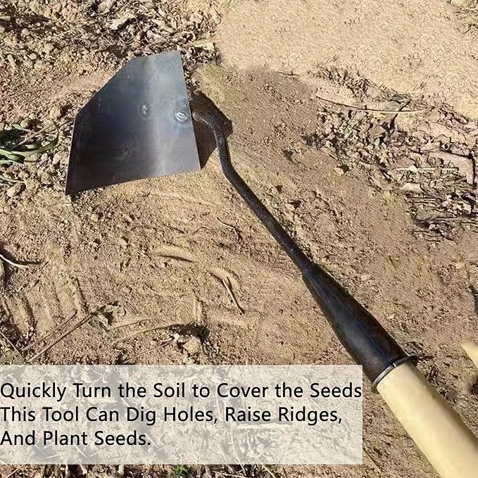 Soil Turning Hoe: Triangle Garden Hoe Tool, Hardened All-Steel Hand Plow Gardening Hoes for Manuring Weeding Planting Digging Soil Leveling
