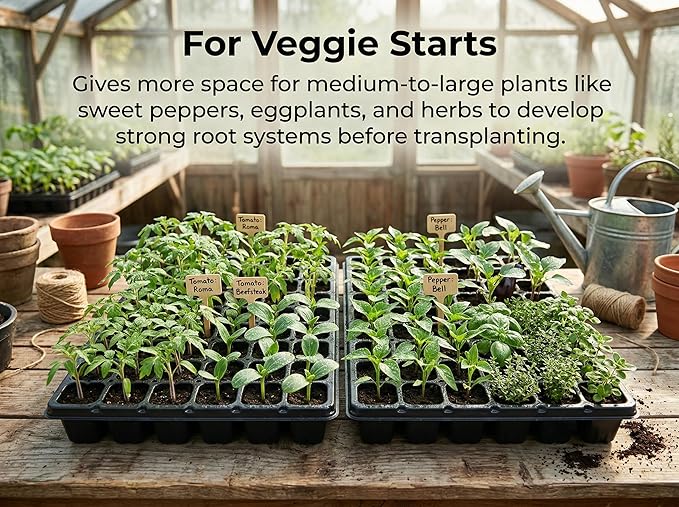 Gardzen 10 Pack 72 Cell Seed Starter Trays, 1.75" Deep Plug Tray for Seedlings, Thick Seedling Trays with Drainage Holes, Fit Standard 1020 Drip Tray