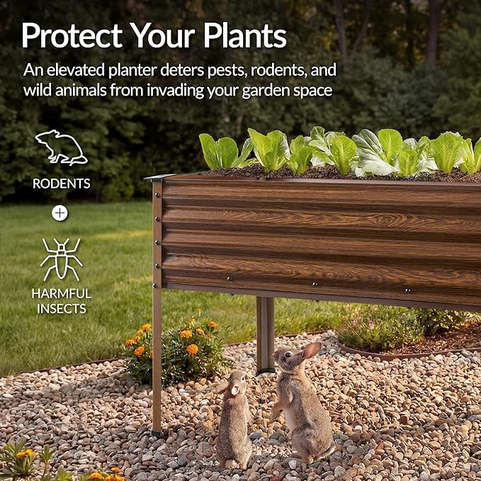 Best Choice Products 48x24x30in Galvanized Raised Garden Bed, Metal Elevated Planter Box, Vegetable Garden for Backyard, Patio, Balcony, 100% Non Toxic Materials - Wood Grain
