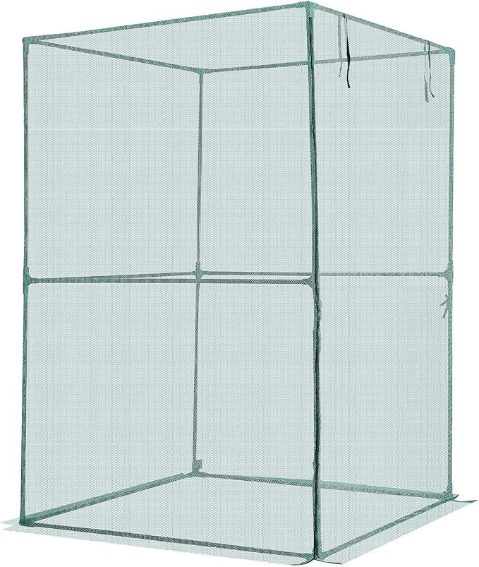 VEVOR Crop Cage, 3.9 x 3.9 x 5.9 ft Plant Protection Tent with Zippered Door, Wind-Resistant Tall Crop Cage, Easy to Install, Outdoor Raised Bed Cover, Tomato Plant Netting for Garden Patio Lawn