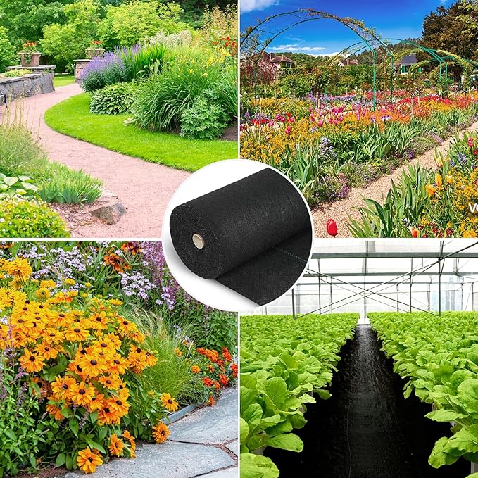 5oz Weed Barrier Landscape Fabric Heavy Duty, 3ft x 100ft Dual-Layer Premium Garden Landscaping Fabric, Ground Cover Weed Control Fabric Outdoor Weed Mat Garden Lawn Fabric