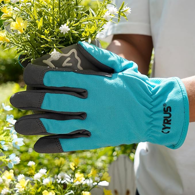 CYRUS Gardening Gloves – Breathable Puncture-Resistant Work Gloves for Men & Women, Multi-Scene Use for Gardening, DIY, Construction & Outdoor Tasks (Blue)