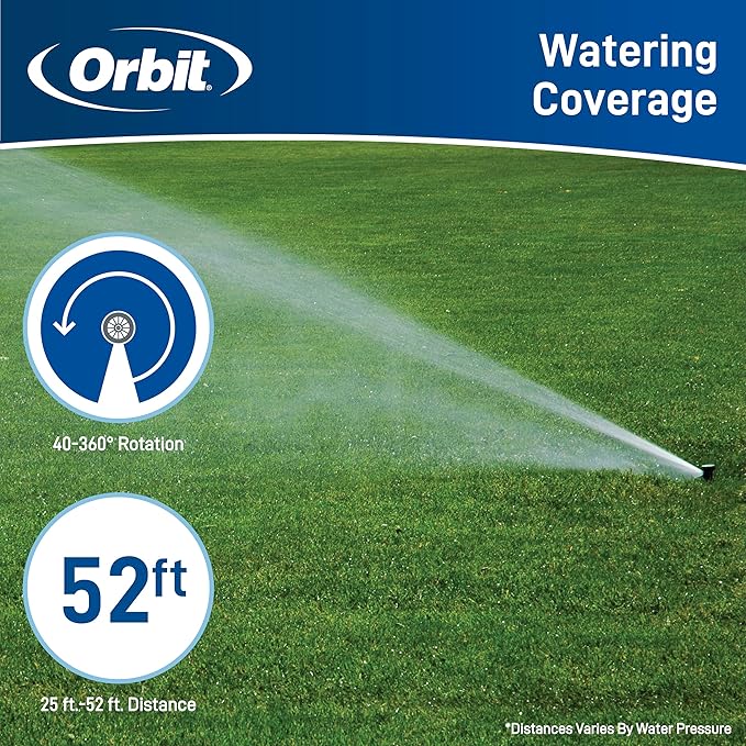 Orbit Voyager II Professional Pop-Up Gear-Drive Rotor Sprinkler | 3/4" Inlet | Adjustable 40-360° Pattern | 35-55 ft Coverage Range | Includes Adjustment Key | Model 91561