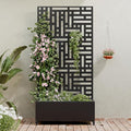 Casaphoria Metal Raised Garden Bed with Trellis and Wheels, 72"x35"x16" Planter Box for Climbing Plants, Vegetables & Vines, Features Drainage Holes and Privacy Screen (Black-Helen)