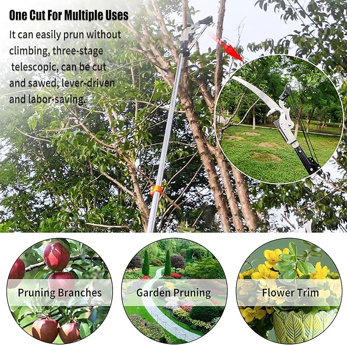 BAYTORY Extendable Tree Pruner Shears Head and Saw without Pole, High-Altitude 4 Pulleys Save Half of Your Effort, Pruning Trimmer Clipper for Plant Gardening Trimming Tool