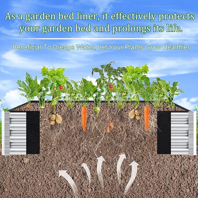 2mm Thick Fabric Garden Grow Bed Bags, 6x3x1 Feet Liners Designed for Outdoor Metal Raised Garden Beds, 128 Gallon Capacity Large Garden Bed Liner Vegetable Growing Boxes