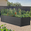 YITAHOME 6x3x2ft Raised Garden Bed Kit, Galvanized Raised Bed with Gloves & Support Rod, Outdoor Patio Planter Box for Plants Vegetables Flowers, Black