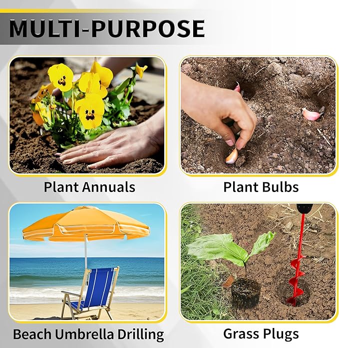 Auger Drill Bit for Planting 1.6"x16.5" Garden Spiral Drill Bit,Heavy-Duty Bulb Auger, Post Hole Digger for 3/8” Hex Driver Drill Solid Shaft