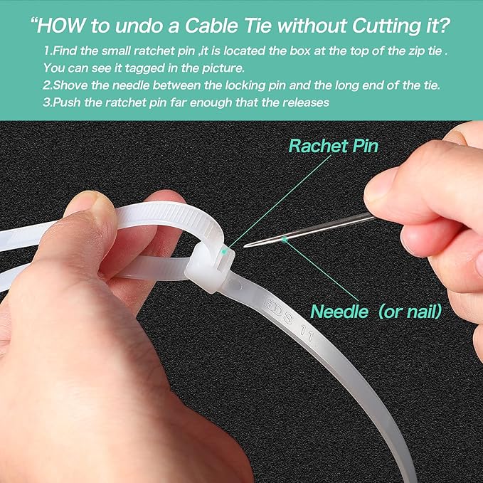 Shappy 50 Pcs Zip Ties Heavy Duty Strong Large Cable Wire Ties Zip Industrial Sturdy Wire, Awnings Tying Branches Bundling of Crops Fixed Water Pipes(40 Inch,White)