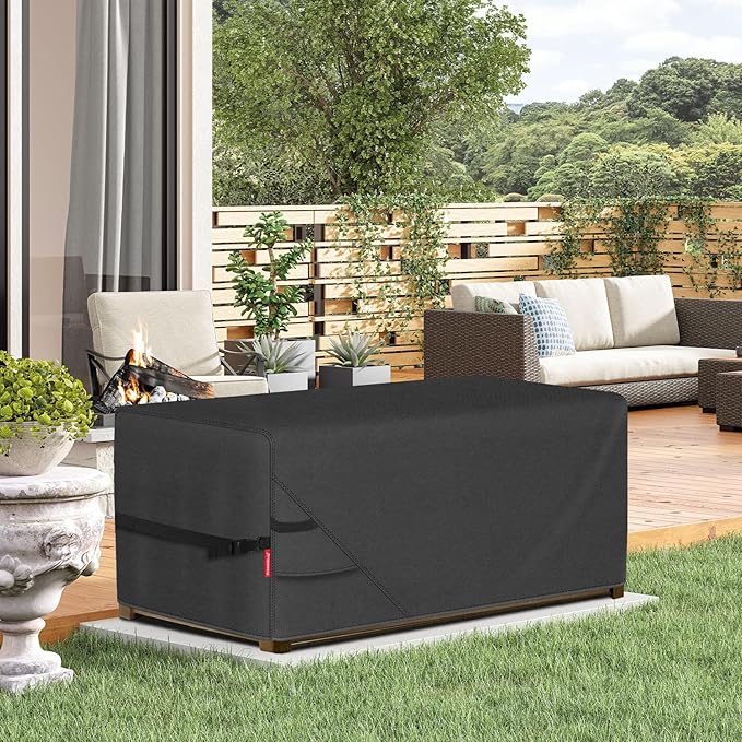 Porch Shield Patio Deck Box Storage Cover - 600D Outdoor Waterproof Cover for 150-230 Gallon Box Tear Resistant Rectangular Fire Pit Table Covers 62 x 29 x 28inch Black