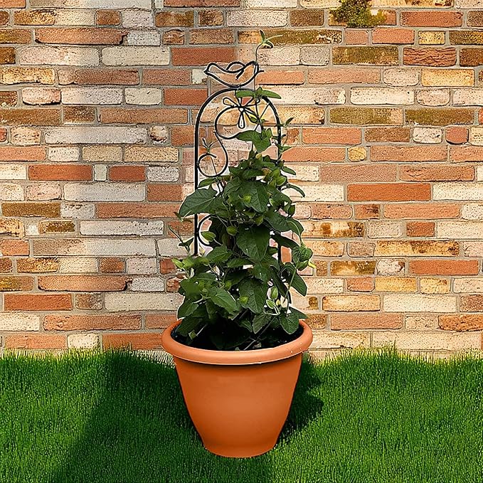Hosley Set of 2 Iron Wave Pot Trellis 28 Inch H Ideal Gift for Floral Arrangements Wedding Party and Use Next to Structures Home or Office or in Planters for Growing Floral Plants Vines and Vegetables