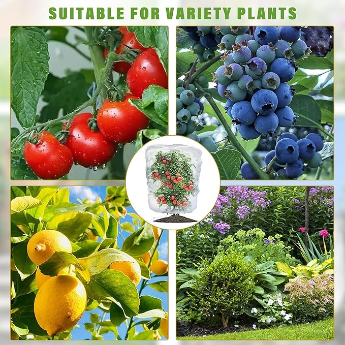 Drawstring Blueberry Netting for Bushes - 6 Pack 4.92×3.94Ft - Easy Install Reusable Garden Netting, Protective Mesh for Fruit Trees & Tomato Plants, Blocks Birds, Squirrels & Insects